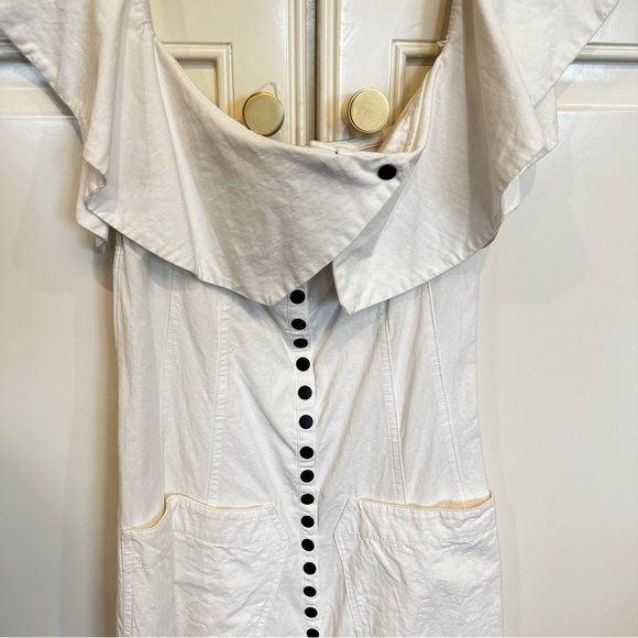 Apiece Apart Aleksander White Off Shoulder Snap Front Midi Dress Cotton Lined 4 - Picture 10 of 13